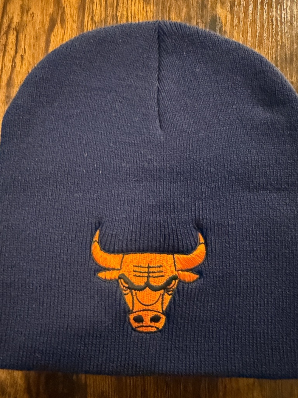 Navy Blue Beanie Hat with Orange Bull Logo